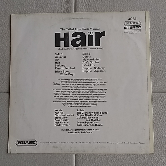 Hair - The Graham Walker Sound LP - Picture 2 of 4
